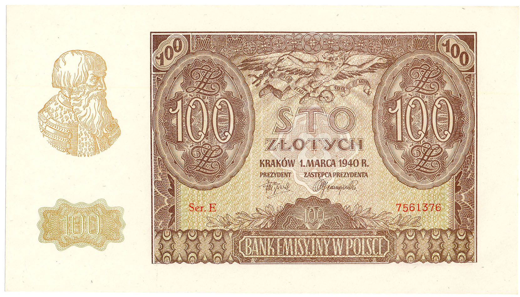 100 złotych 1940 seria E
